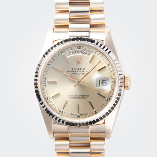 1990 Rolex Day-Date Ref. 18238 with Champagne Stick Dial